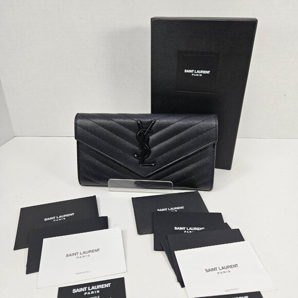 Yves Saint Laurent YSL Black Caviar Leather Wallet - Picture 2 of 16